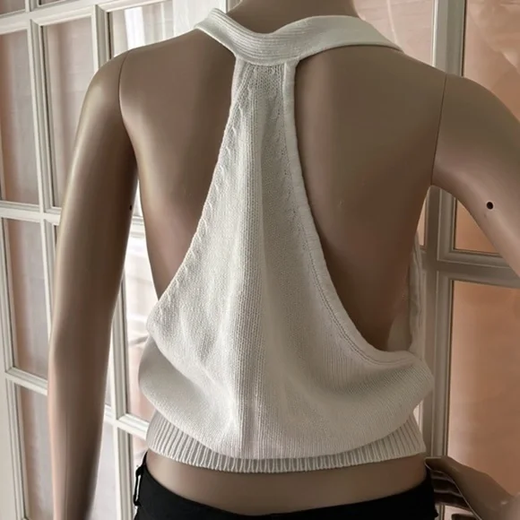 Elle cute off white knit racer back button down vest - Picture 3 of 8